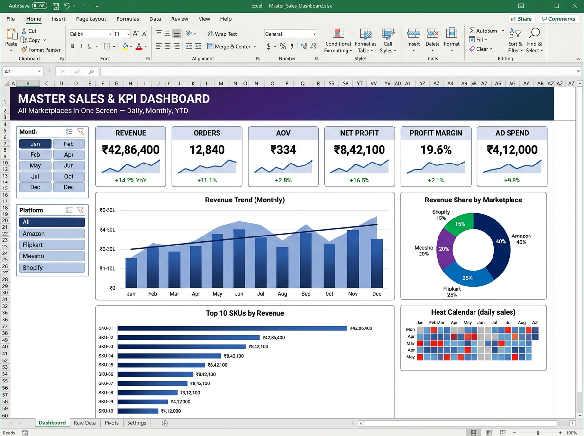 Master Sales & KPI Dashboard — Dashboards tool preview