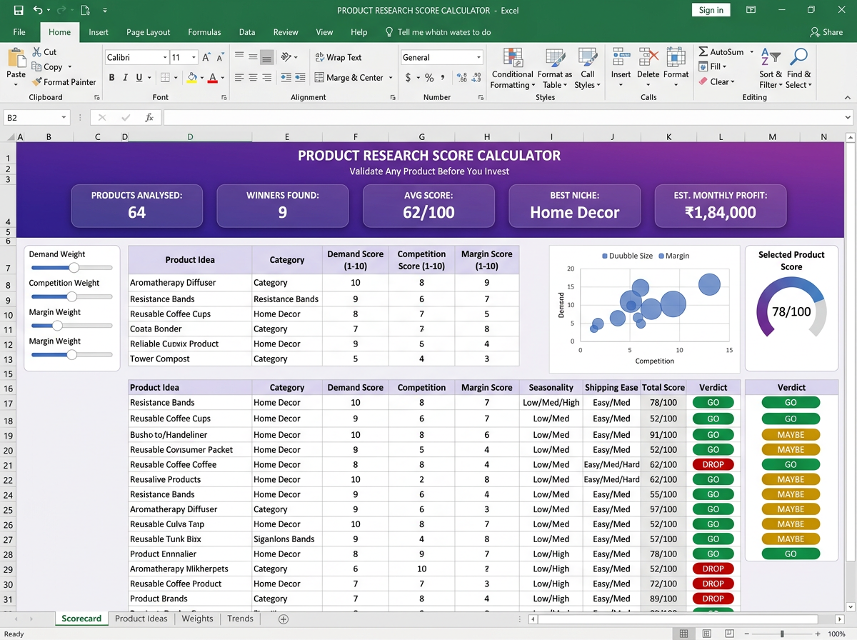 Product Research Score Calculator — Product Research tool preview