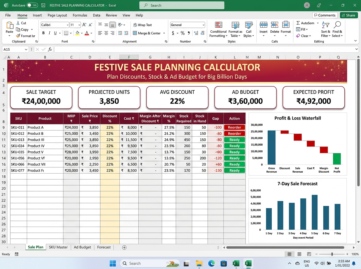 Festive Sale Planning Calculator — Sale Events tool preview
